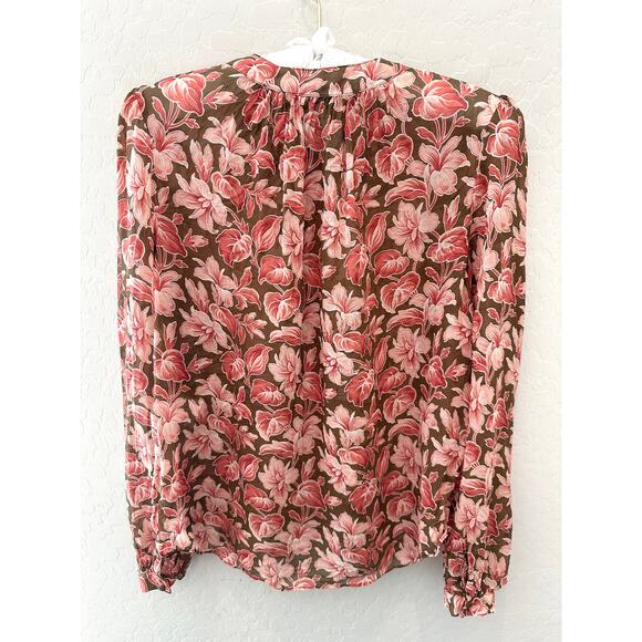 VERONICA BEARD | Ashlynn Blouse Silk Floral Print Top Long Sleeve | Size 8 - Picture 4 of 7